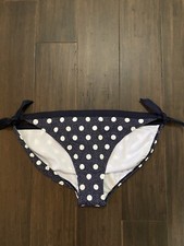 Boden Blue Ivory Spotted Side Tie Bikini Bottom Size 14