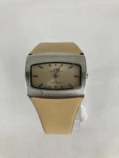 Anne Klein 37mm Silver Tone Quartz Watch w/Leather Band & Battery