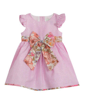Rare Editions Baby Girls Lurex Seersucker Flutter Sleeve Dress