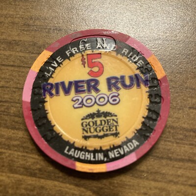 $5 golden nugget    Live Free And Ride laughlin nv casino chip