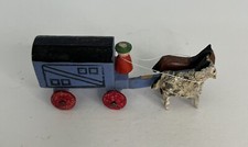 Antique Putz Erzgebirge Wooden Wagon with horses and driver Germany