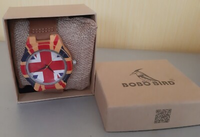 Bobo Bird Holzuhr Flagge UK England - mit Lederarmband - NEU in OVP