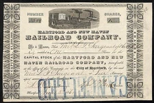 Hartford and New Haven Railroad Company  CONN 184x 1861* Stock Certificate