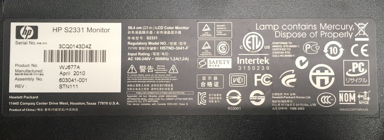 HP S2331 23\