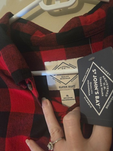 NWT St John Bay Buffalo Plaid Long Sleeve Button Down Super Soft Flannel XL - Picture 9 of 24