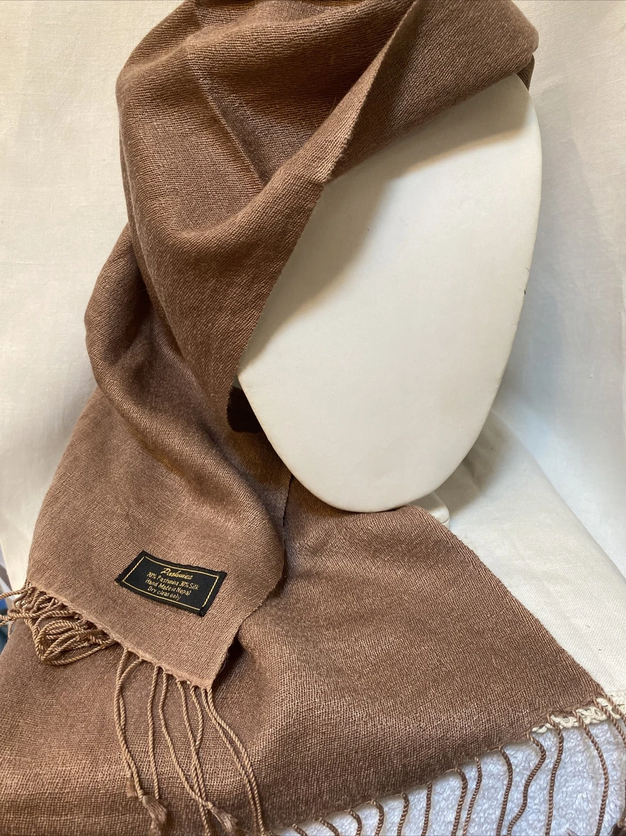 PASHIMINA Scarf Made In Nepal- 70% Pashmina 30% Silk Light Cocoa