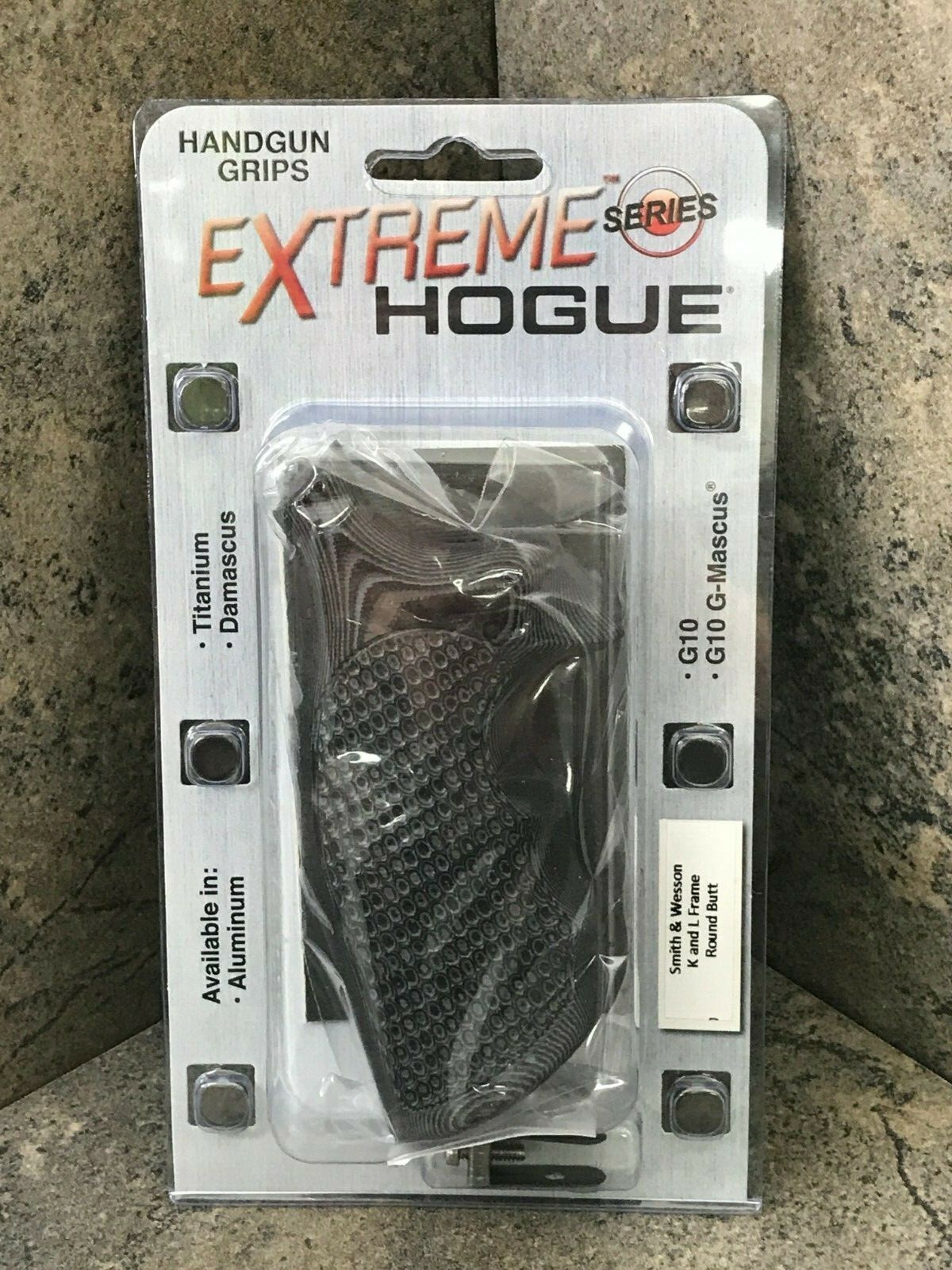 Hogue Piranha G10 Grip for S&W K&L Frame Rnd Butt Conv Finger Groove G-Mas Blk/G