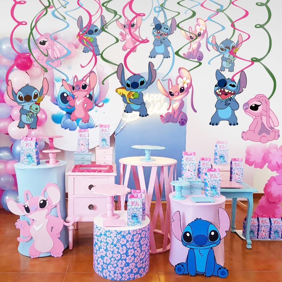 30pcs Pink Lilo and Stitch Party Swirl Decorations,Girl Lilo and Stitch