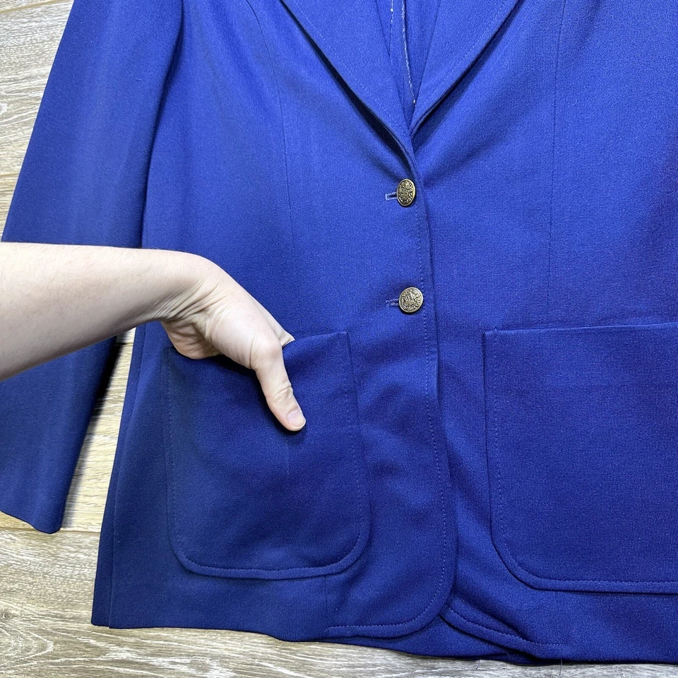 Винтажный Blazer куртка размер маленький женщин темно-синий золотой кнопки карьера Academia - Изображение 4 из 4