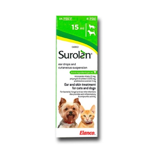 Surolan Elanco Ear Drops for dogs/cats Gocce Otite per cani/gatti 15 ml