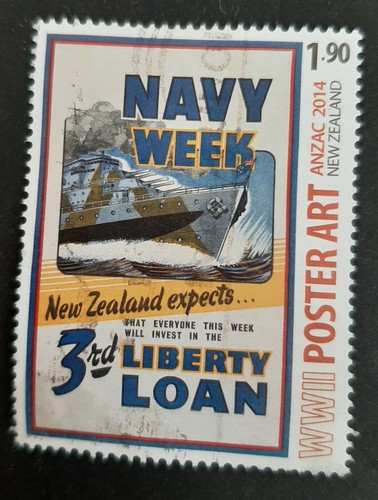 New Zealand: 2014 - ANZAC WWII Poster Art - $1.90 Navy Week - Used Stamp