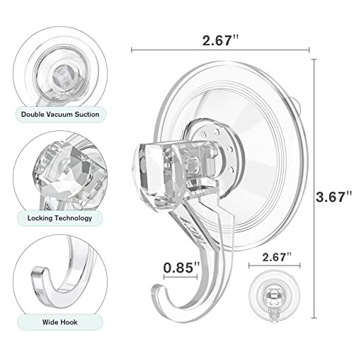 Suction Cup Hooks VIS'V Wreath Hanger, Large Clear Heavy Duty