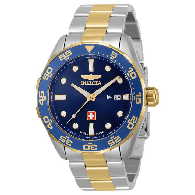 Model 33460. Invicta Swiss Made 44mm Pro Diver Quartz 3 Hand Blue Dial Watch