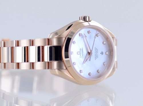 Omega Uhr Seamaster 18K Sedna Roségold Aqua Terra 150m 34mm MOP Dial Diamond B+P - Bild 18 von 18