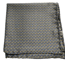 Handmade in Italy Pocket Square Blue Geometric Pattern 100 Silk