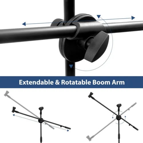 adjustable microphone stand boom arm holder & mic clip stage studio party tripod image 9