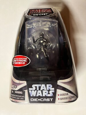 Star Wars Hasbro Titanium Series Diecast 2006 MIB Sandtrooper in Display Case
