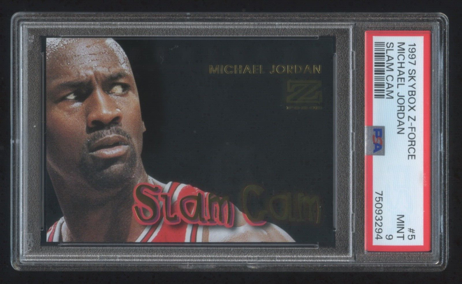 PSA 9 MICHAEL JORDAN 1997 SKYBOX Z-FORCE SLAM CAM #5 RARE BULLS LEGEND HOF