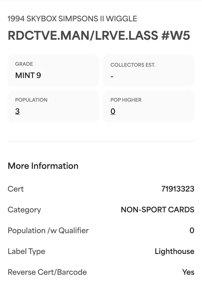 POP 3 No 10 PSA 9 Radioactive Man Larve Lass 1994 Skybox The Simpsons Wiggle 3D - Image 3 of 3