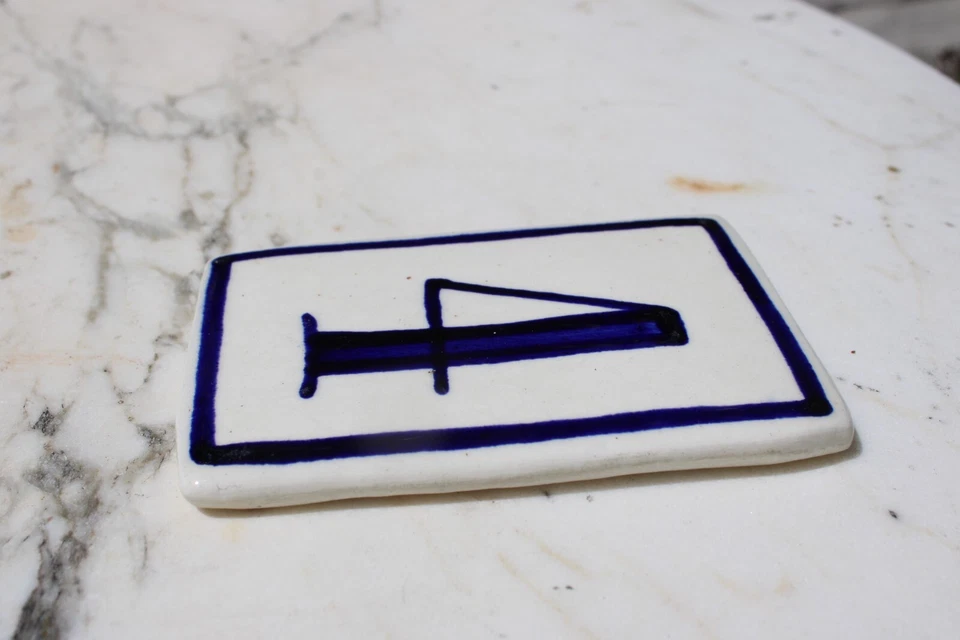 DIRECCIÓN CASA AZULEJO NÚMERO 4 AZUL COBALTO BLANCO PORCELANA-#4A Foto 2 de 4