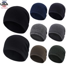 Winter Fleece Beanie Hat Slouchy Sports Skull Ski Men Women Warm Solid Cuff Caps