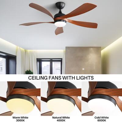52'' Modern Ceiling Fans With Lights and Remote Control & Reversible ABS Blades