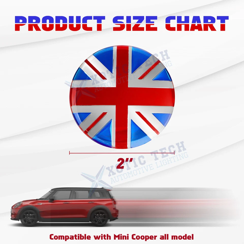 Emblema de llanta central de rueda para Mini Cooper + tapa de vástago de válvula de neumático British Racing 8x Foto 3 de 4