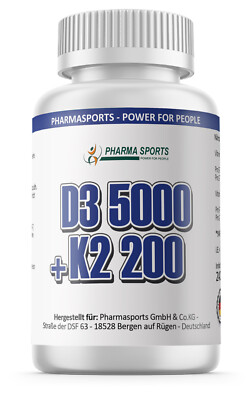 Vitamin D3 5.000 I.E. + Vitamin K2 200mcg 240 Tabletten MK7 Menachinon-7 IE IU