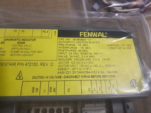 Pentair 472150-Minimax NT TSI Pool & Spa Heater Ignition Control Module ...