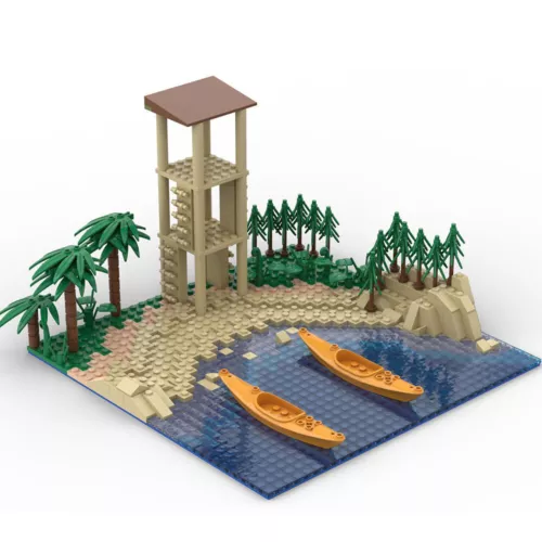 MOC Military Base Fortress Battle View Tower House Weapon Building Blocks Set - Picture 8 of 33