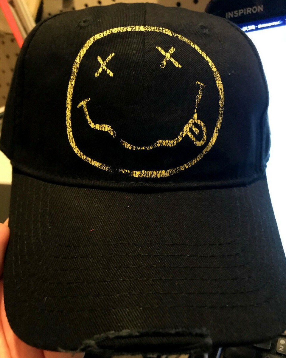 Nirvana Band Smiley Face Logo Distressed Baseball Cap