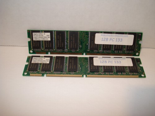 2 STICKS HYNIX MEMORY 128MB SDRAM PC133 MODEL # HYM71V16635HCT8R-H AA