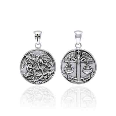 St.Michael Erzengel Sterling Silber Anhänger Fein Religiös Engel Schmuck