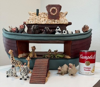 HUGE/HEAVY SS Holy Herd Noah's Ark Pete Apsit with Loading Ramp and 19 Animals