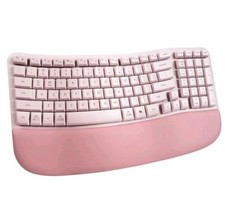 RT08 Wave Keys Wireless Ergonomic Keyboard with Cushioned Palm Rest 2.4GHz, Pink