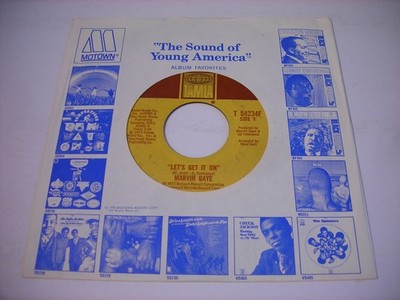 w SLEEVE Marvin Gaye Let's Get It On / I Wish It Would Rain 1973 45rpm VG+