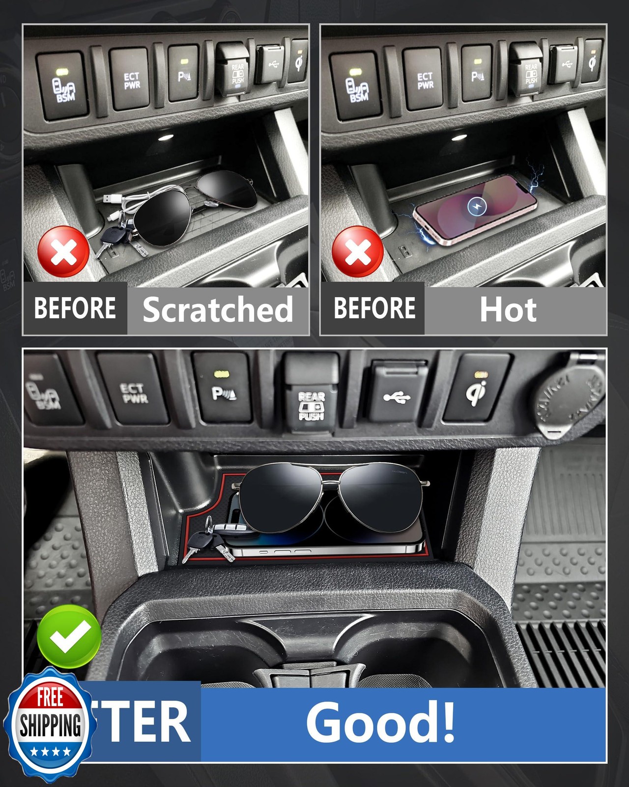 JJMY Wireless Charger Insert Protective Pad for 2016-2023 Toyota 