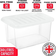 Clear Plastic Storage Boxes with Lids Stackable Box Home Office Kitchen UK Made