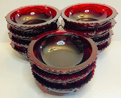  11 Vintage Avon Cape Cod Ruby Red 5'' Dessert Berry Bowls - Flawless Condition
