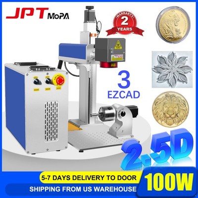 100W 2.5D JPT Mopa Fiber Laser Marking Machine Metal 2.5D Deep Relief Engraving