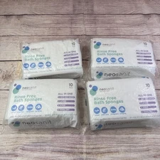 4 Pk Soap-Infused Bath Sponge & Rinse-Free Shower Wipes -hypo Medical-Grade 40ct
