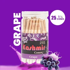 Kashmir Pre Rolled Cones Flavored 1 1/4 Grape Rolling Papers Cone 25 Count Jar