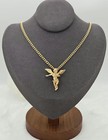Gold Medium Sized Angel, 14K Heavy Plated Gold, 3mm Curb Chain, Unisex