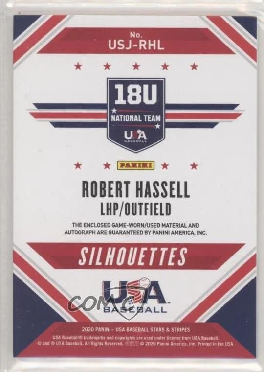 2020 Panini USA Baseball Stars & Stripes Black Gold /49 Robert Hassell III Auto - Image 2 of 2