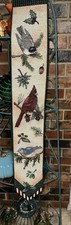 Bell Pull Tapestry Backyard Birds At Christmas Wall Hanging 40  Wooden Dowel
