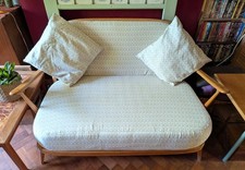 Set of ERCOL 203 2 seater sofa CUSHIONS. Cream geometric patterned fabric. Good 