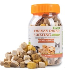Freeze Dried 5-in-1 Cat  Dog Treats - Chicken, Salmon, Duck, Liver Egg Yolk ...