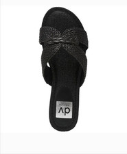 DV Dolce Vita Geeya Black Raffia Criss Cross Slide Sandals Women's 7M