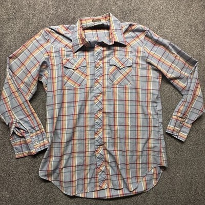 Plainsman XLT Tall Western Pearl Snap Shirt Plaid Long Sleeve Mens Cowboy