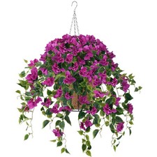 Artificial Hanging Flowers Plants Basket for Outdoor Decoration,4 PCS Faux Si...